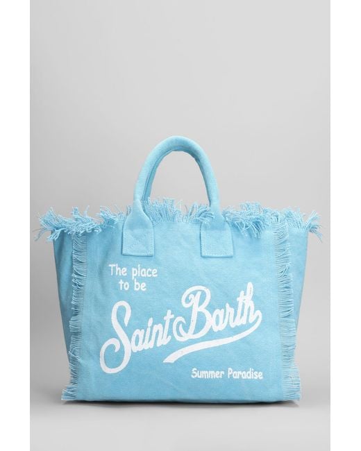 Tote Colette in Cotone Celeste di Mc2 Saint Barth in Blue