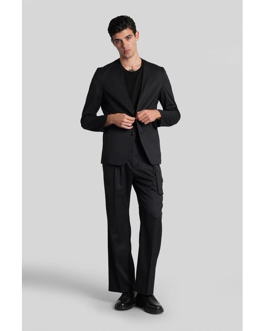 Attachment Gray Blazer In Black Polyester for men