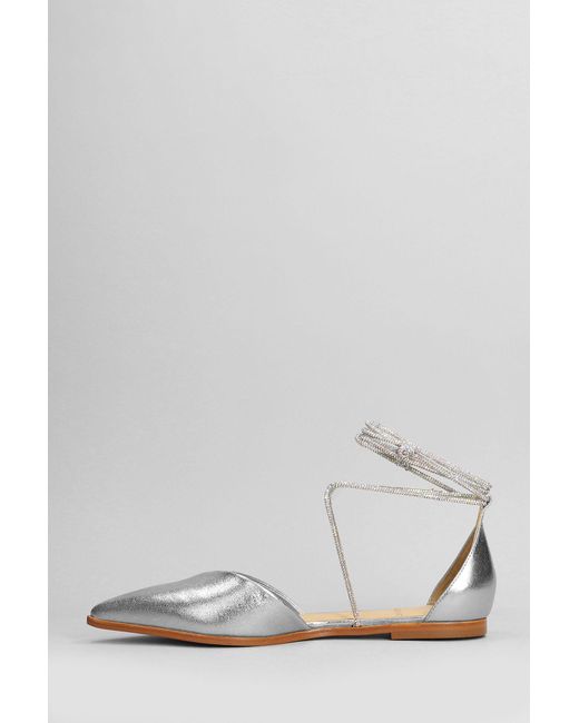 Carrano White Ballet Flats In Silver Leather