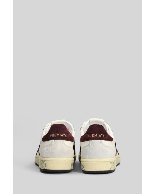 Premiata Black Bonnie Sneakers In White Suede And Leather for men