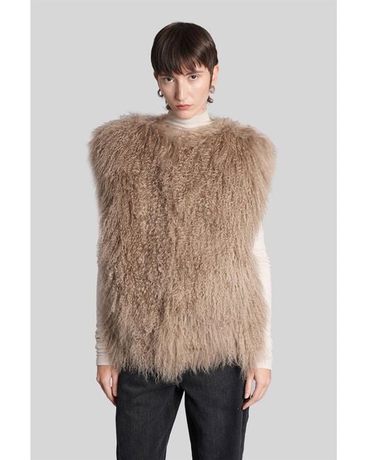 Halfboy Natural Fur & Shearling In Beige Polyester
