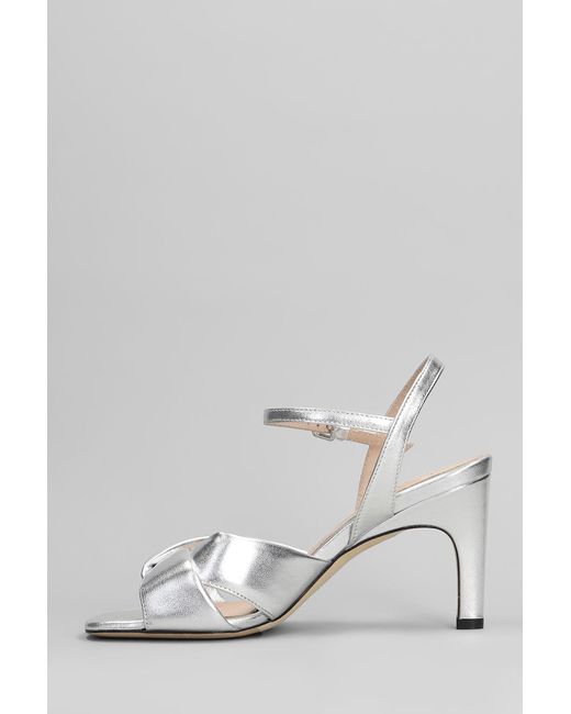 Evaluna White Sandals In Silver Leather