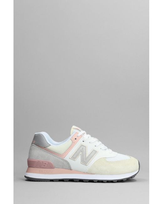 New Balance 574 Sneakers In Beige Suede And Fabric in White | Lyst