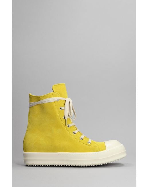 Rick Owens Yellow High-top Suede Sneakers for men