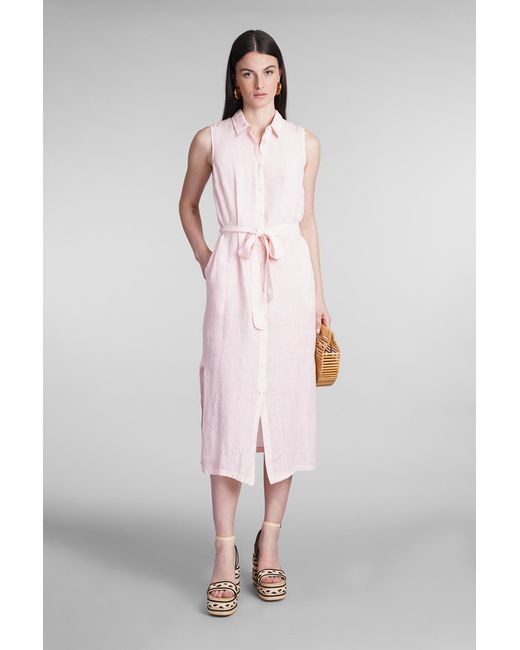 120 Dress In Rose-pink Linen