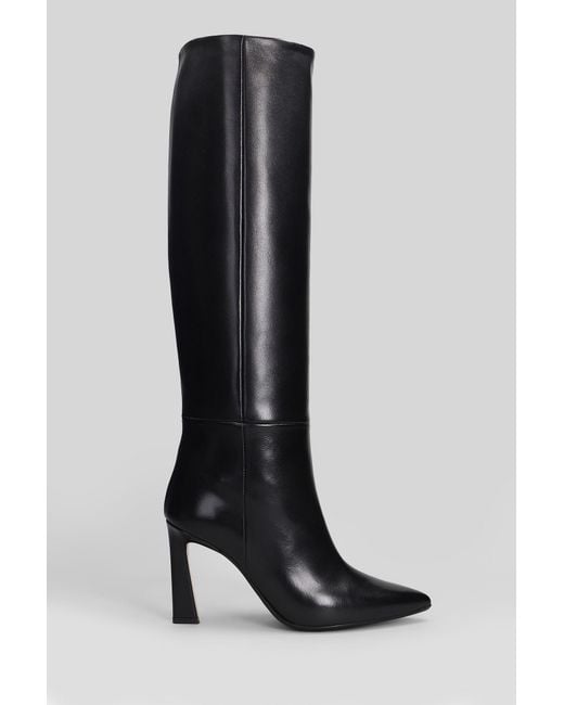 Anna F. High Heels Boots In Black Leather