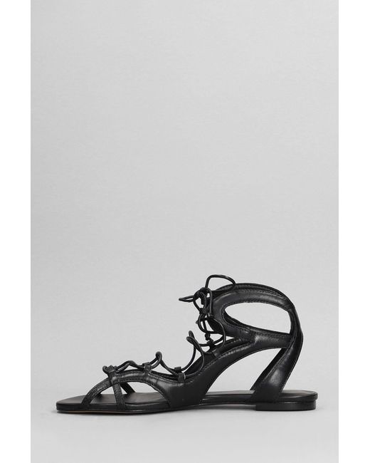 Carrano White Flats In Black Leather