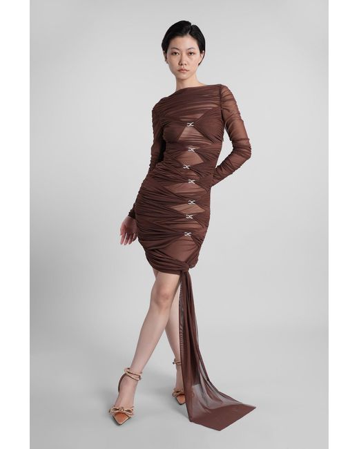 Mach & Mach Brown Mach & Mach Mini Dress