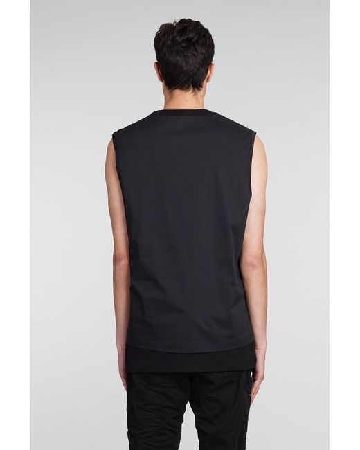 State of Order Blue Sioux Tank Top In Black Cotton for men