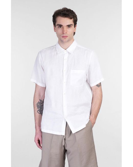 Camicia in lino Bianco di Theory in White da Uomo