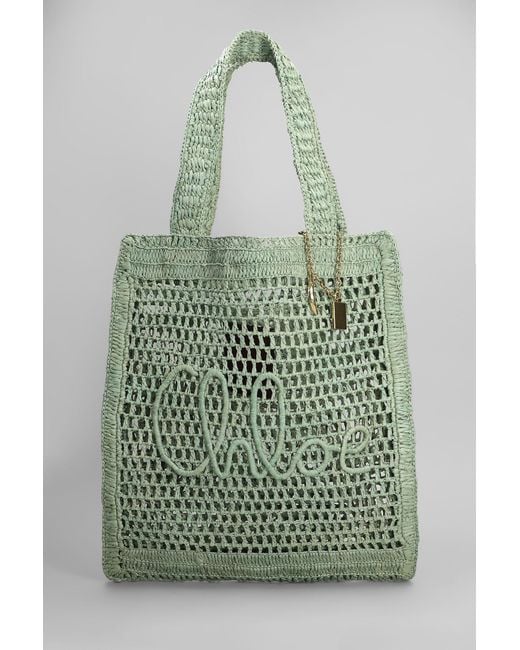 Tote Summer banana in rafia Verde di Chloé in Green