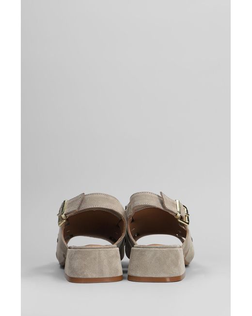 Carmens Gray Sally Trim Sandals In Taupe Suede