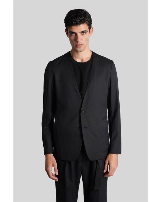 Attachment Gray Blazer In Black Polyester for men
