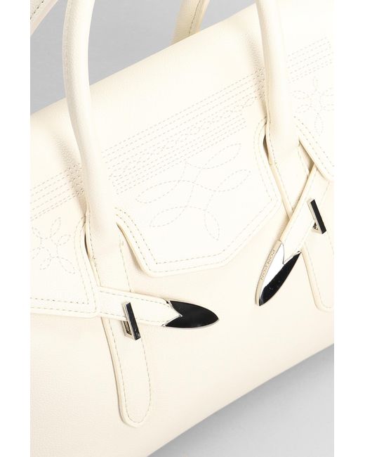 Secret Pon-pon Natural Yalis Rodeo Medium Shoulder Bag In White Leather