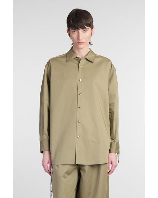 Camicia Keanu in Cotone Verde di DARKPARK in Natural