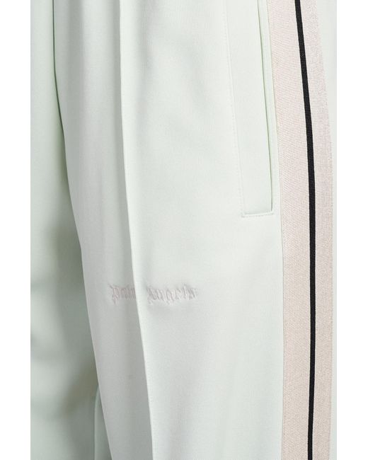 Palm Angels White Pants In Green Polyester