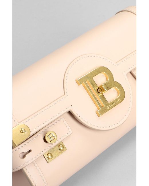 Balmain Pink B Buzz Clutch In Leather