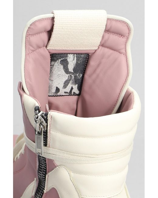 Rick Owens Geobasket Sneakers In Rose-pink Leather for men