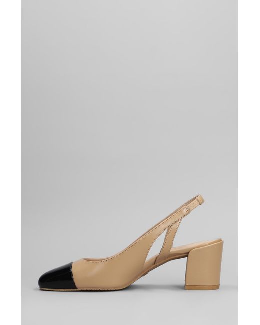 Decollete Sleek 50 in Pelle Beige di Stuart Weitzman in Natural