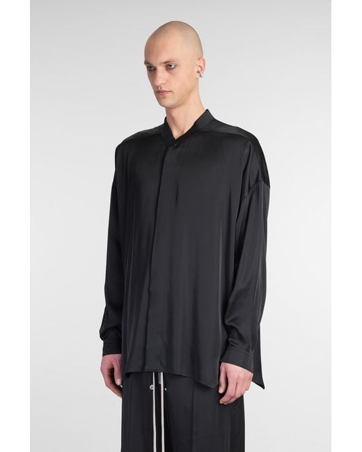 Camicia Snap collar faun in acetato Nero di Rick Owens in Gray da Uomo