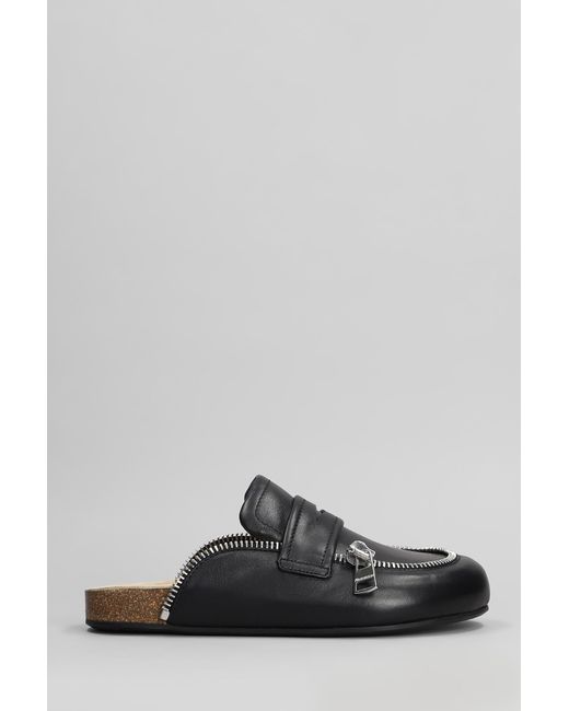 Slipper-Mule Biker loafer in Pelle Nera di J.W. Anderson in Black