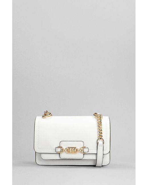 Borsa a spalla Heater in Pelle Bianca di Michael Kors in White