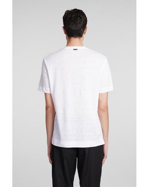 T-Shirt in lino Bianco di Zegna in White da Uomo