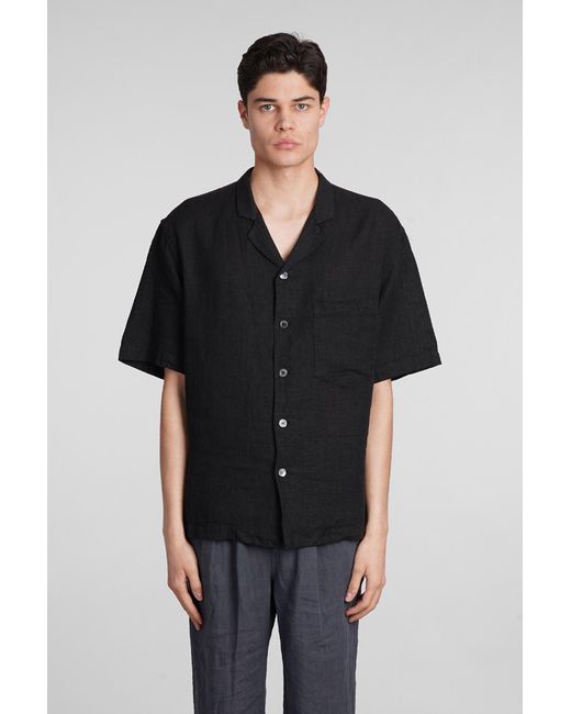 Barena Bagolo Shirt In Black Linen for men