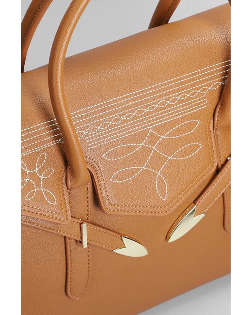Secret Pon-pon Brown Yalis Rodeo Large Shoulder Bag In Leather Color Leather