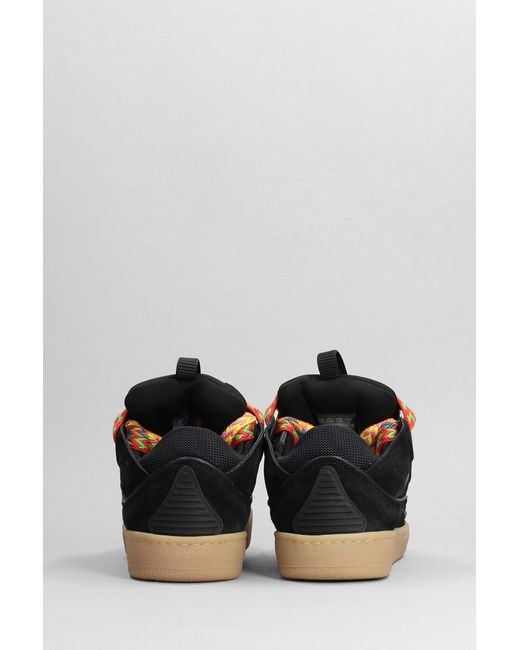 Lanvin Curb Sneakers In Black Suede And Leather