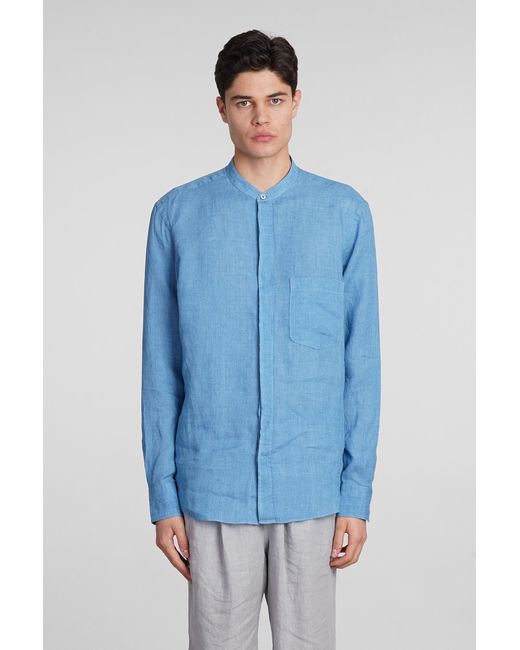 Camicia in lino Blu di Zegna in Blue da Uomo