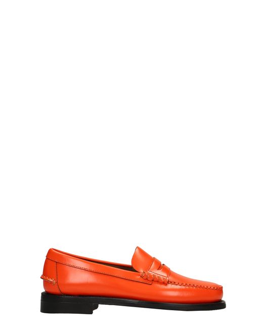 Sebago Dan Orange Loafers In Orange Leather for Men Lyst