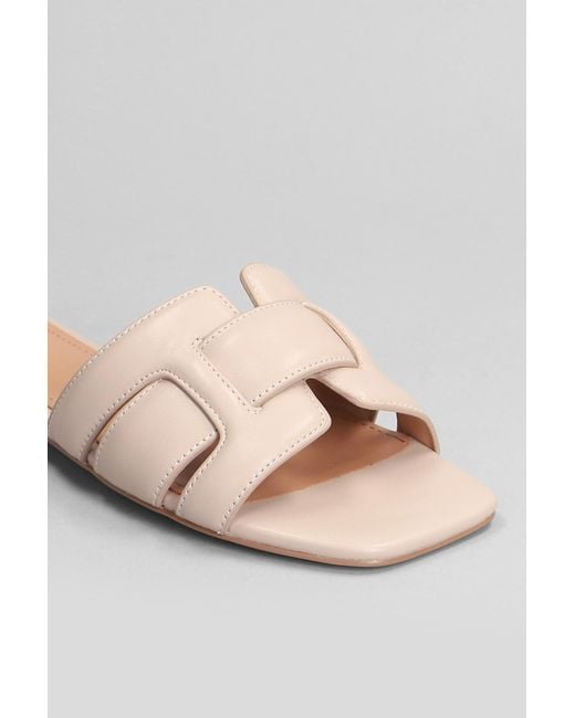 Bibi Lou Pink Holly Flats In Powder Leather