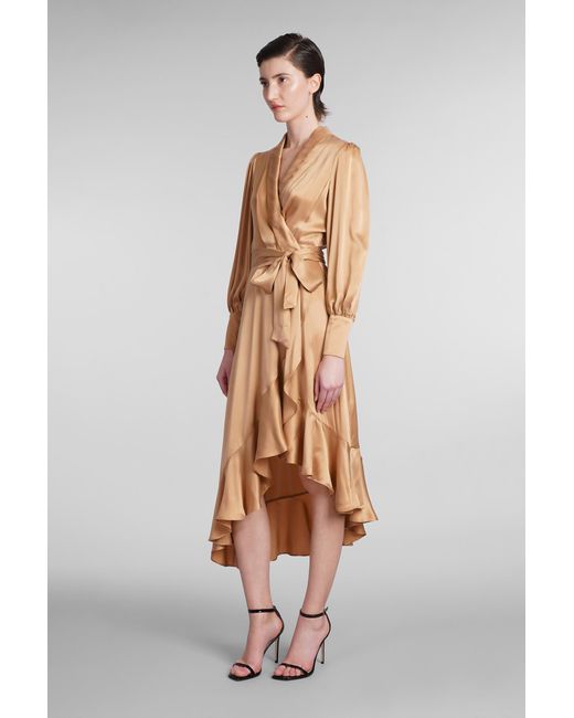 Zimmermann White Dress In Bronze Silk