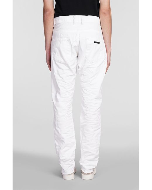 State of Order Biker Jeans In White Cotton for men