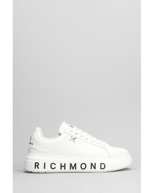 Sneakers in Pelle Bianca di John Richmond in White da Uomo