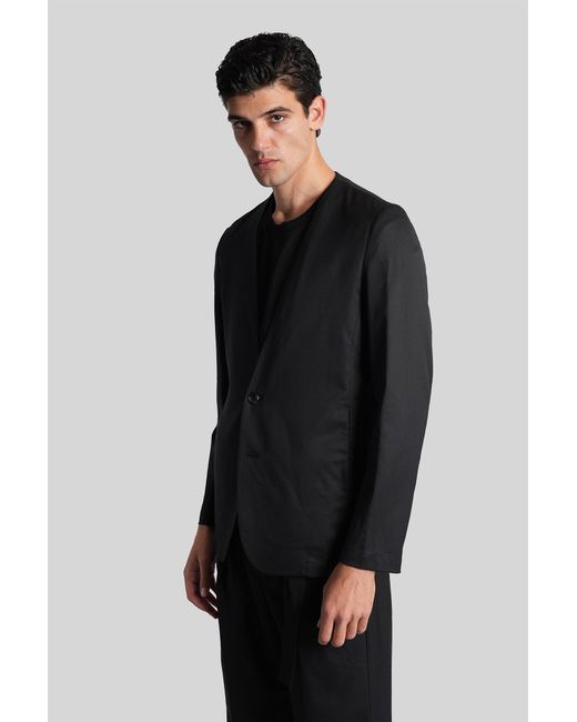 Attachment Gray Blazer In Black Polyester for men