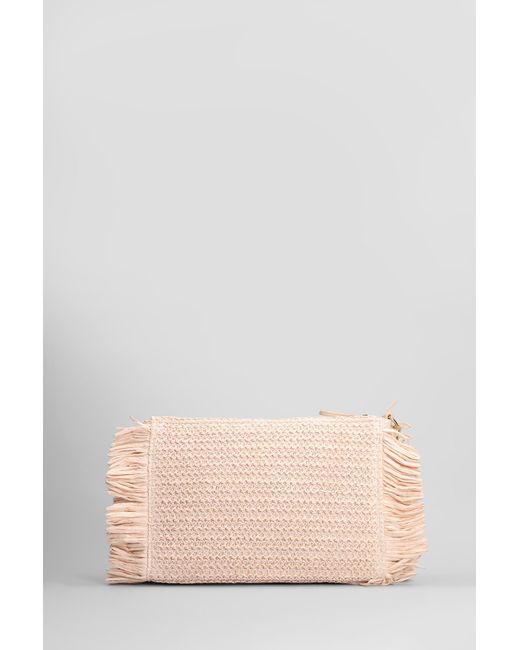 Marc Ellis Pink Buby St Josep Clutch Clutch In Powder Raffia