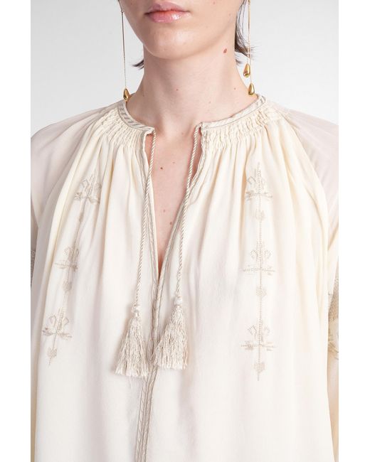 Blusa Oris in Seta Beige di Isabel Marant in White