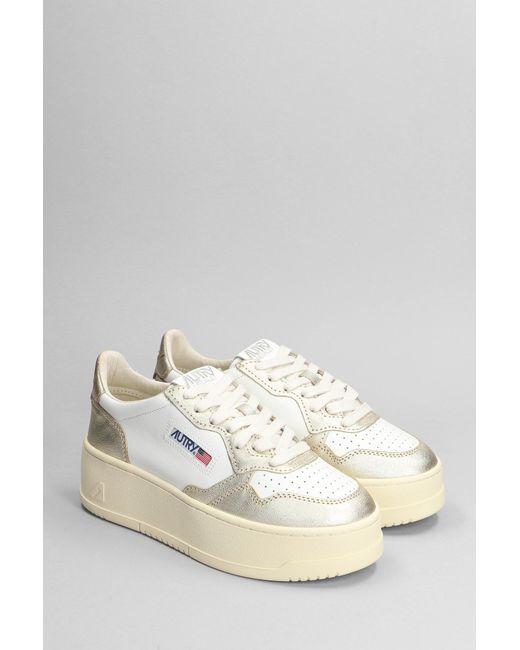 Autry Platform Low Sneakers In White Leather