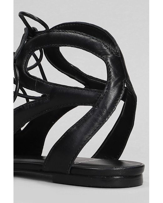 Carrano White Flats In Black Leather