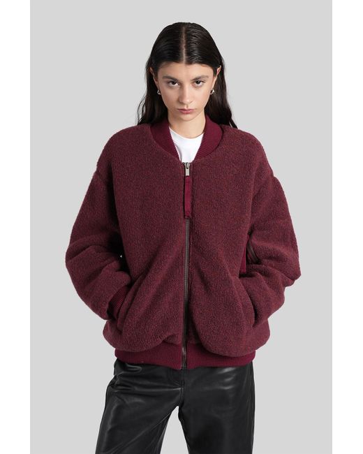 Giacca Bomber in Lana Bordeaux di Laneus in Red