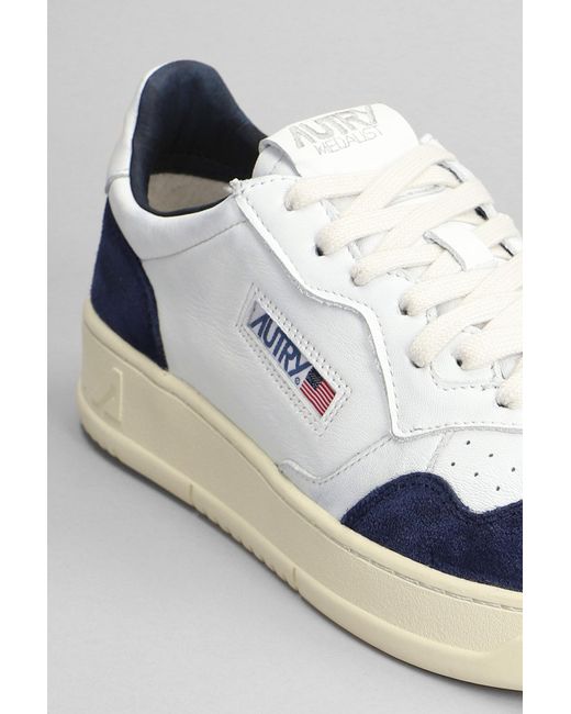Autry Medalist Low Sneakers In White Suede And Leather for men