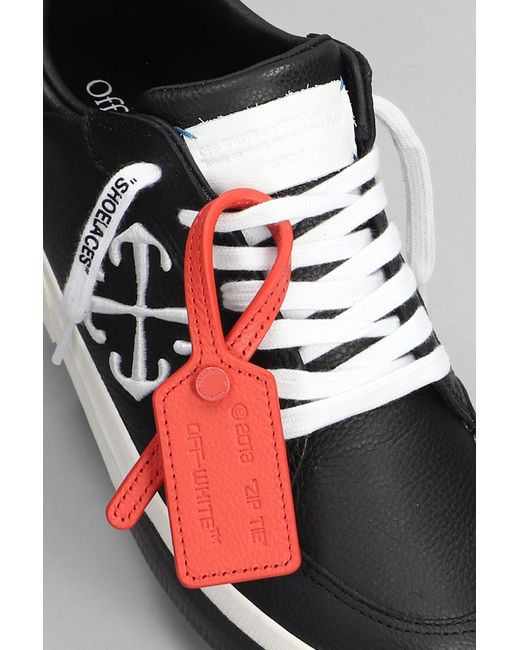 Off-White c/o Virgil Abloh White New Low Vulcanized Sneakers In Black Leather for men