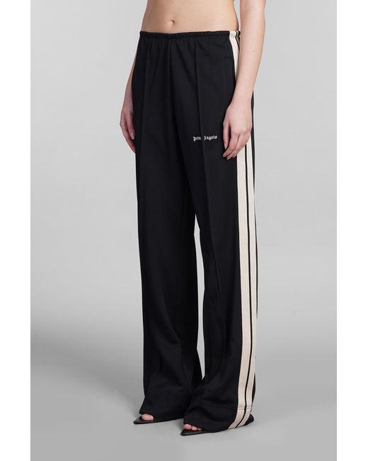 Palm Angels Blue Pants In Black Polyester