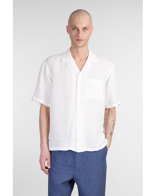 Camicia in lino Beige di 120 in White da Uomo