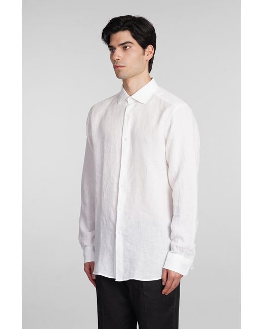 Camicia in lino Bianco di Zegna in White da Uomo