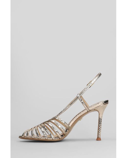 Lola Cruz Multicolor Diana 95 Sandals In Platinum Leather