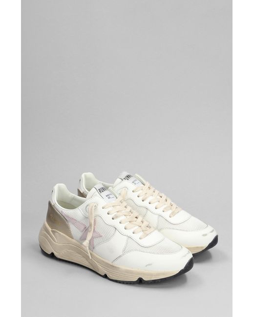 Golden Goose Deluxe Brand Running Sneakers In White Leather And Fabric