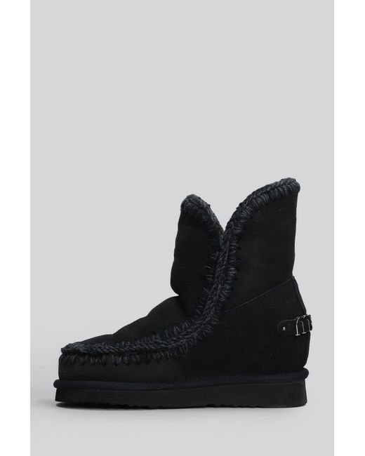 Mou Inner Wedge Ankle Boots Inside Wedge In Black Suede